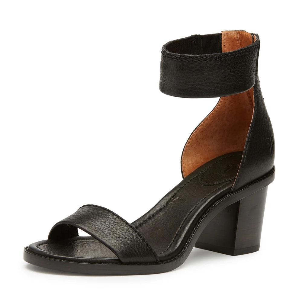 Frye Brielle Leather Ankle Strap Heels Sandals Black 8